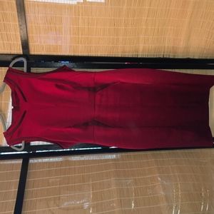 Karen Miller  classy deep red satin dress